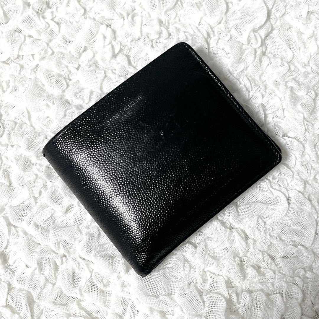 SAINT LAURENT ブラック二つ折り財布　レザー　サンローラン　黒