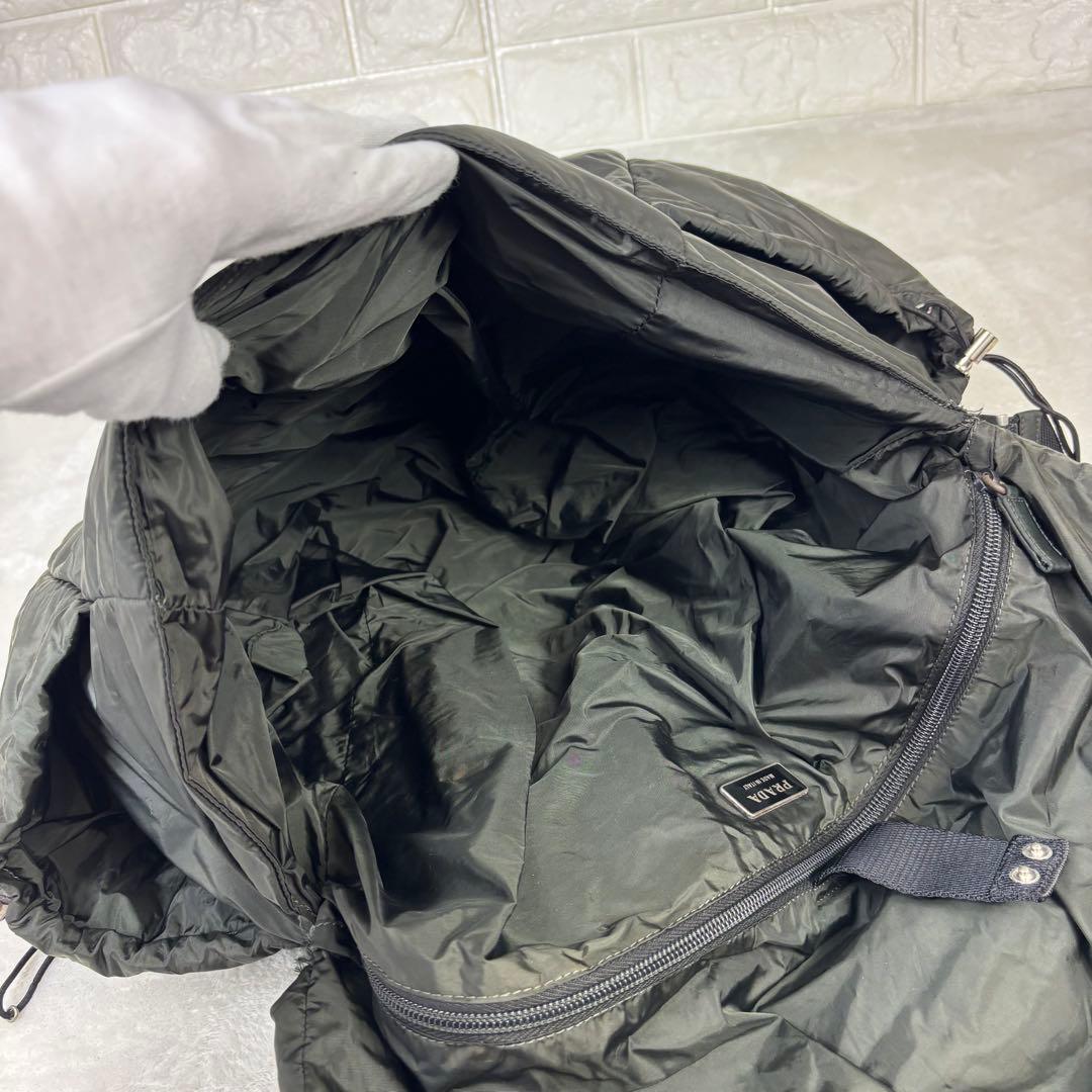 プラダスポーツ ショルダー メッセンジャーバッグ ナイロン フラップ カーキ