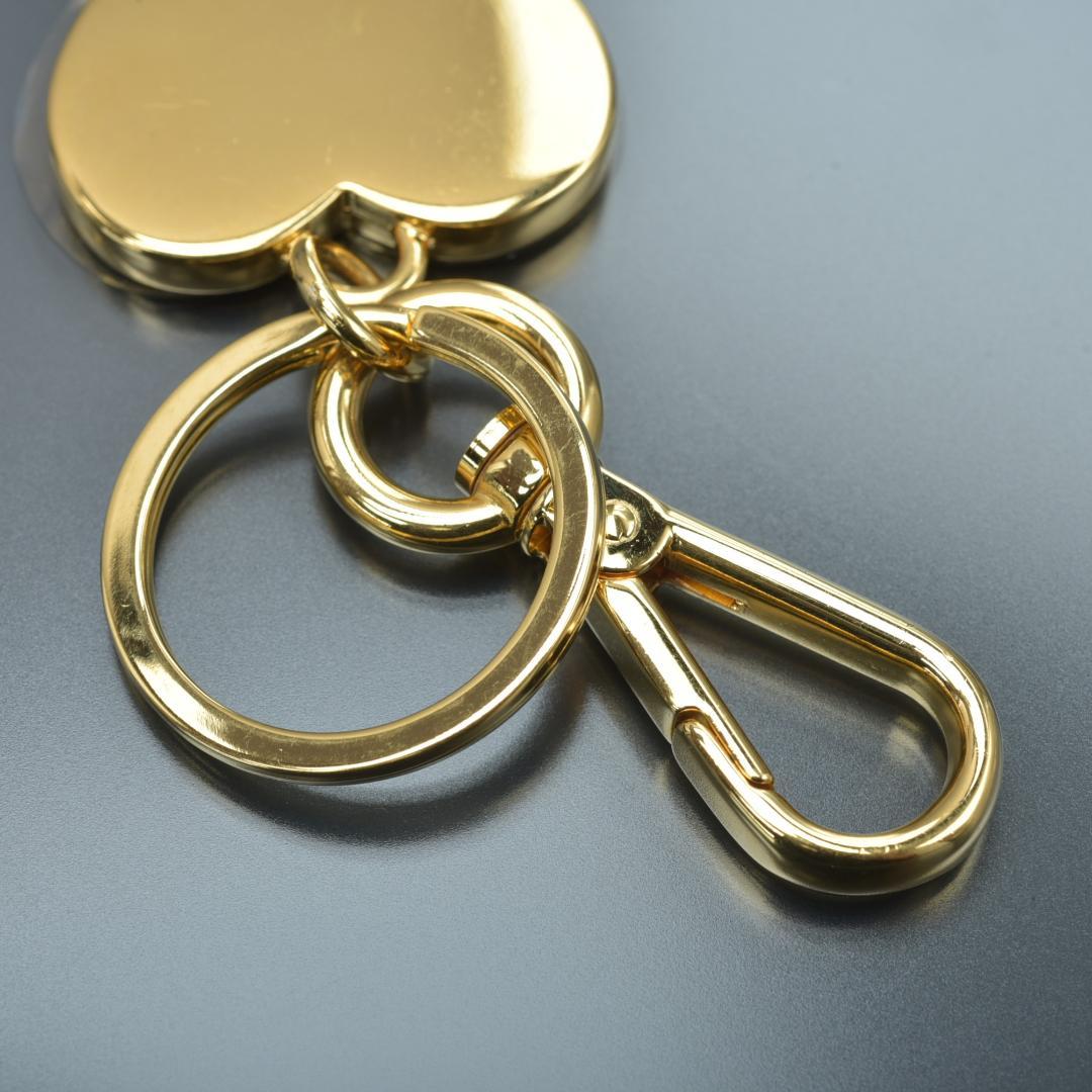 未使用 PRADA ハート キーリング ゴールド ブラック ロゴ キーホルダー