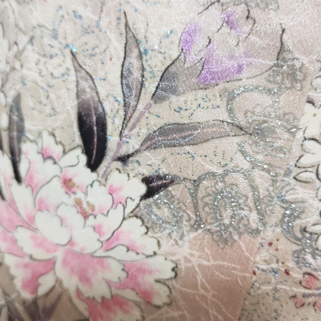 成人式正絹振袖フルセット　ベビーピンク　ラメ　　上品　豪華　光沢