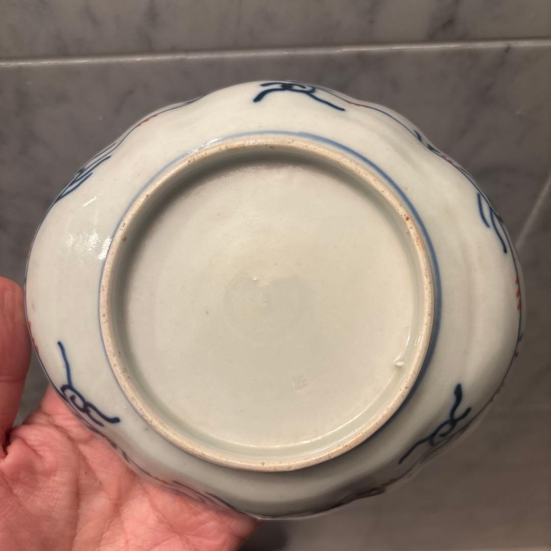 アンティーク江戸後期の鶴や梅、形が美しく、豪華絢爛な古伊万里の刺身皿