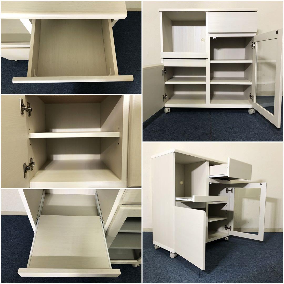 食器棚 アペルト APR-8575SL 白木目柄レンジボード可動式棚板3枚付き