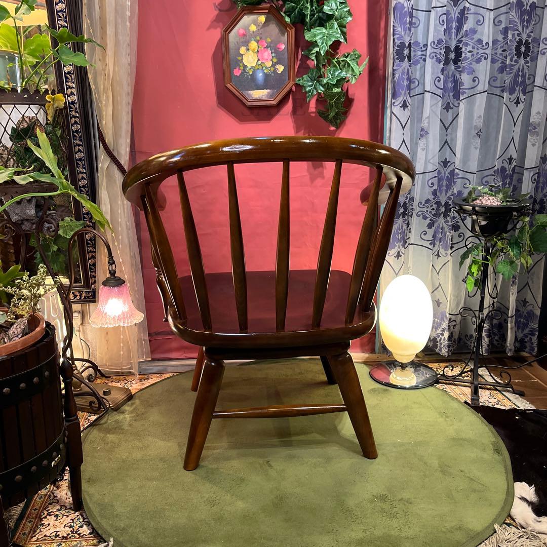 L４　オールドヴィンテージ 柏木工 ３６０度回転　ブナ無垢材　アームチェア