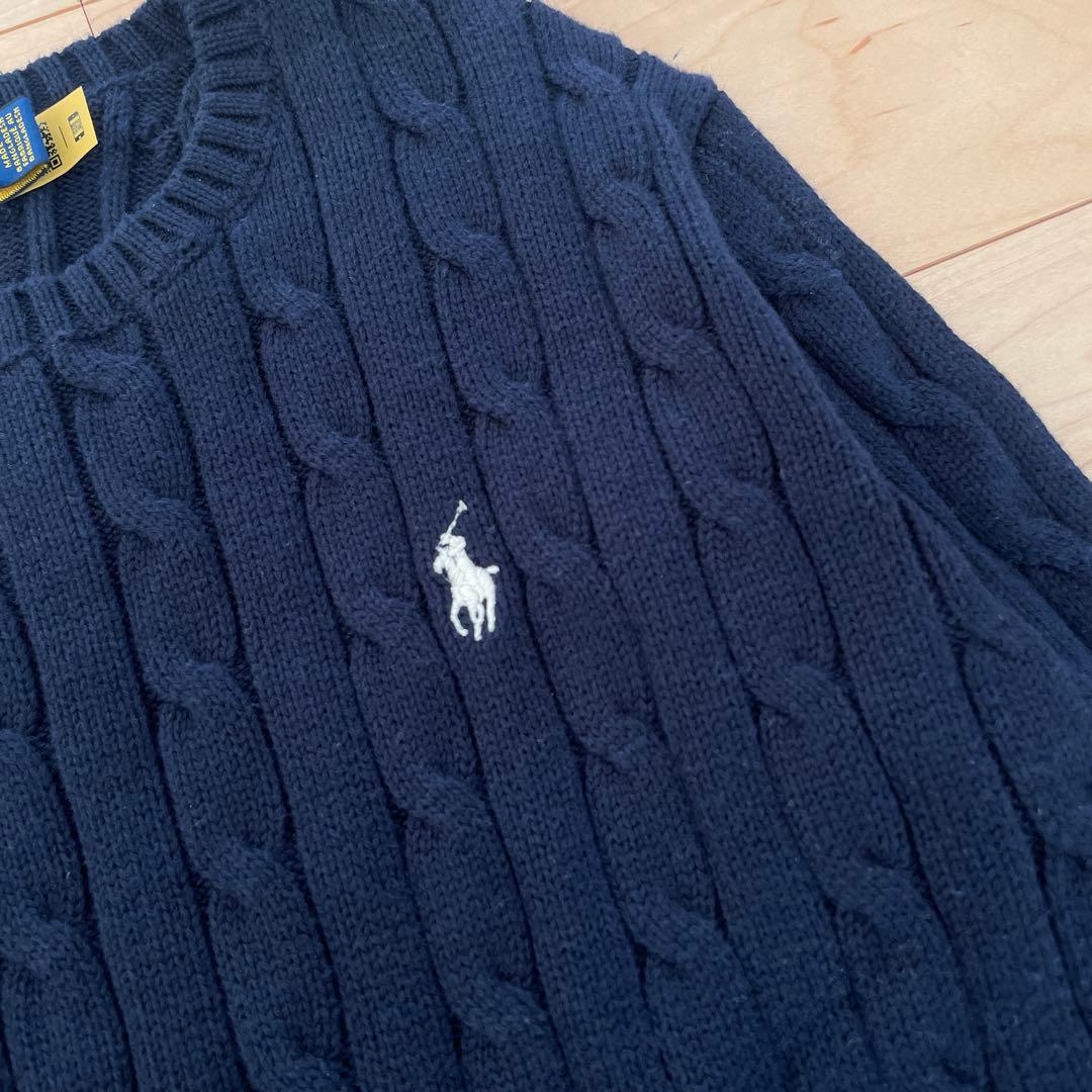 POLO RALPH LAUREN ポロ M ネイビー ケーブルニットセーター