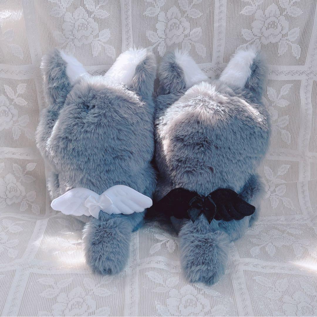 b.213 ぬい服 12cm ちびぐるみ 着ぐるみ おすわり 天使グレー狼セット