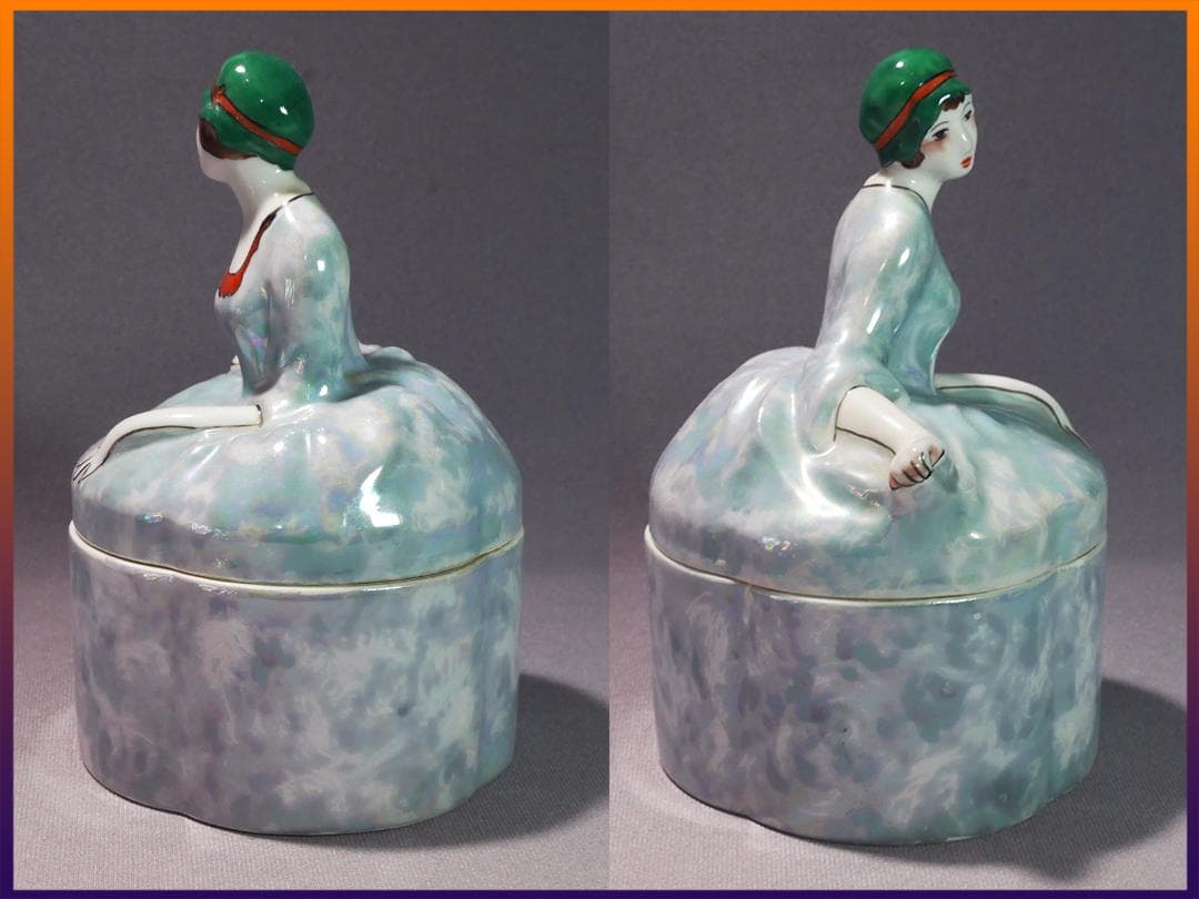 【1点限り】ノリタケ 青 デコレディ ドレッサードール パウダー アンティーク