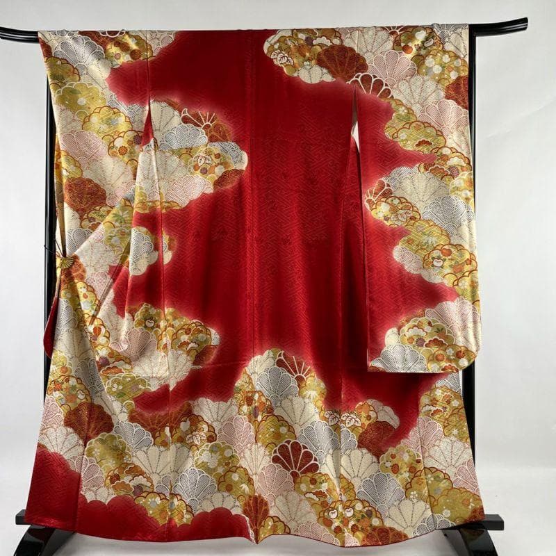 吉澤友禅 赤地暈し 振袖 菊尽くし 松竹梅 大きいサイズ