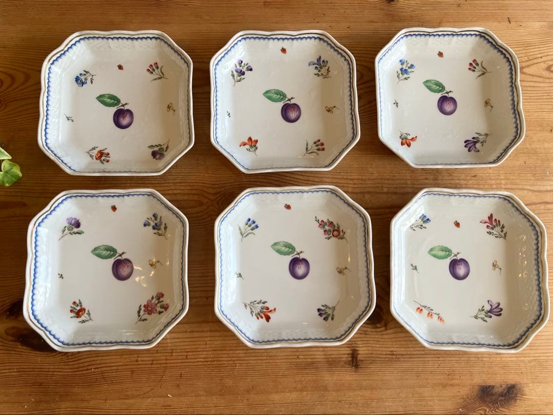 ジノリ　イタリアンフルーツ　15.5スクエアディッシュ×6