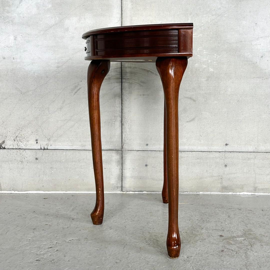 ✦90年代✦ 日本製 コンソールテーブル 猫脚 半円 引き出し付 昭和レトロ