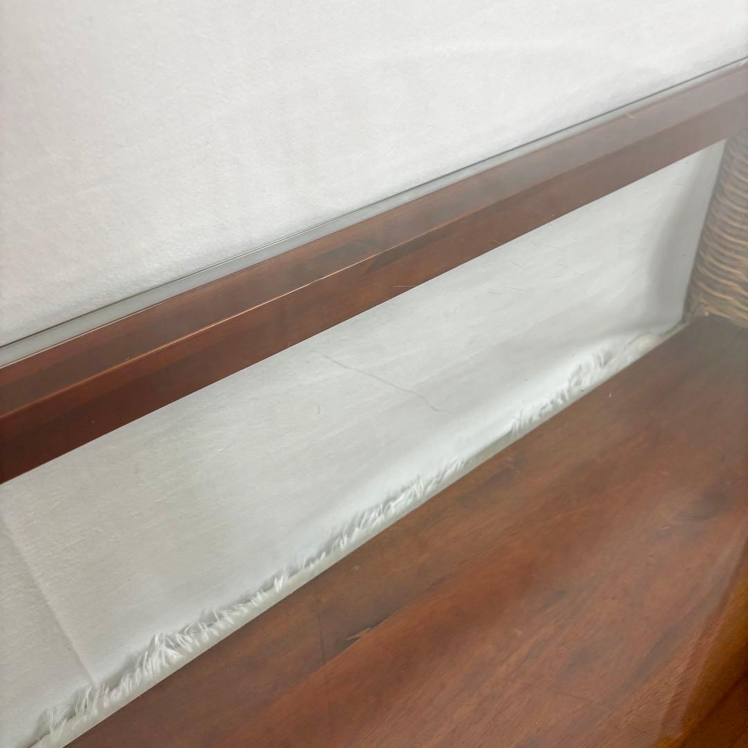 ニッセン レトロ エスニック ラタンテーブル ガラス天板 座卓 センターテーブル