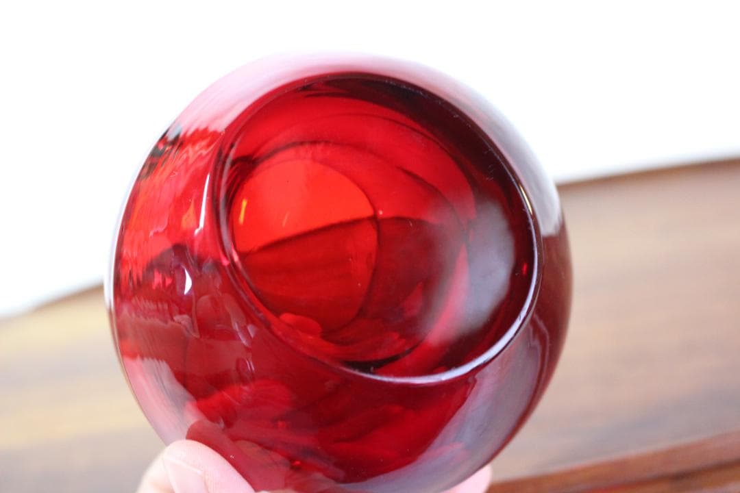 70s　ずっしり！　バイキング　VIKING　レッドガラス　灰皿　ビンテージ