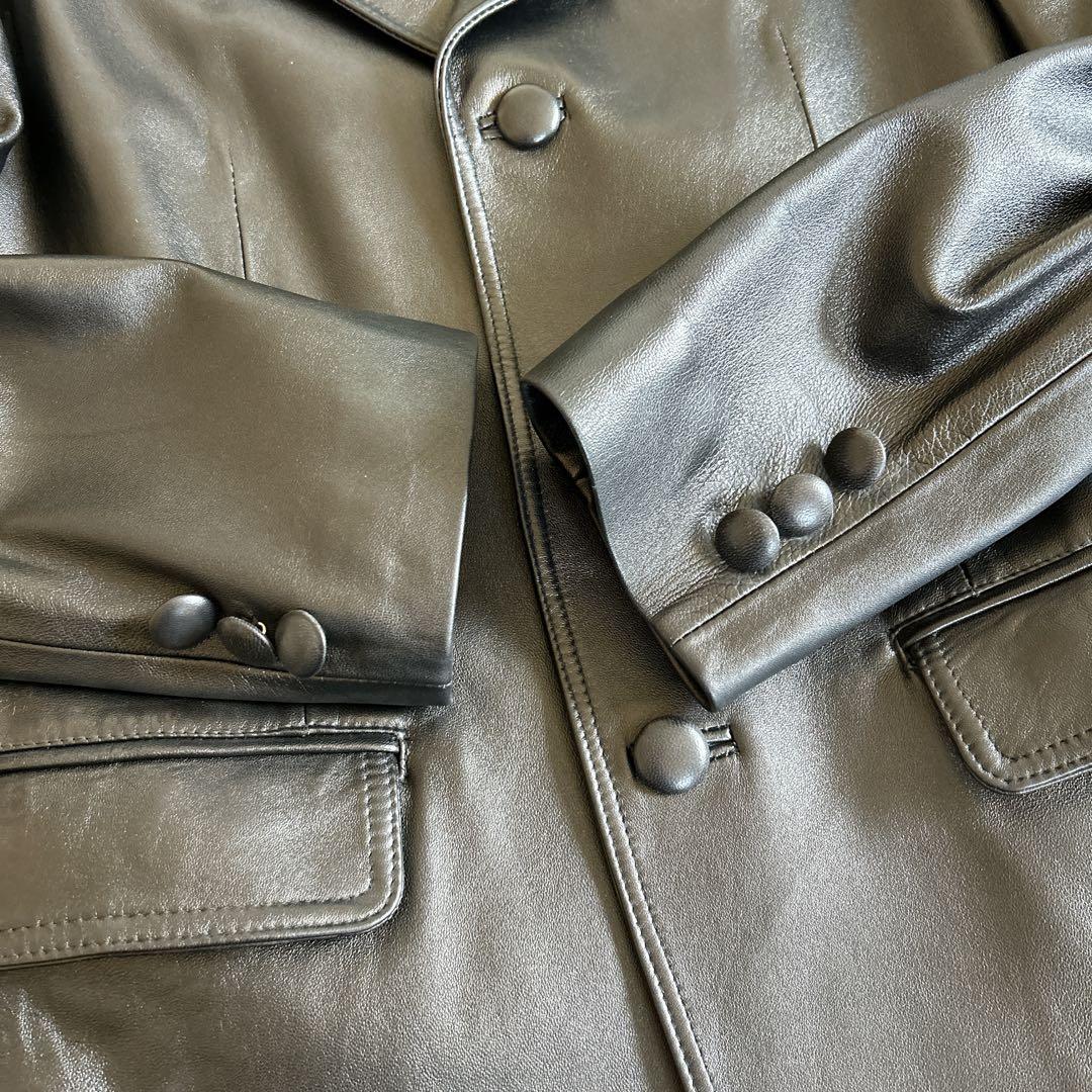 最終値下げ　イタリア製　ブラックレザージャケット ダブル　フィレンツェ　本革