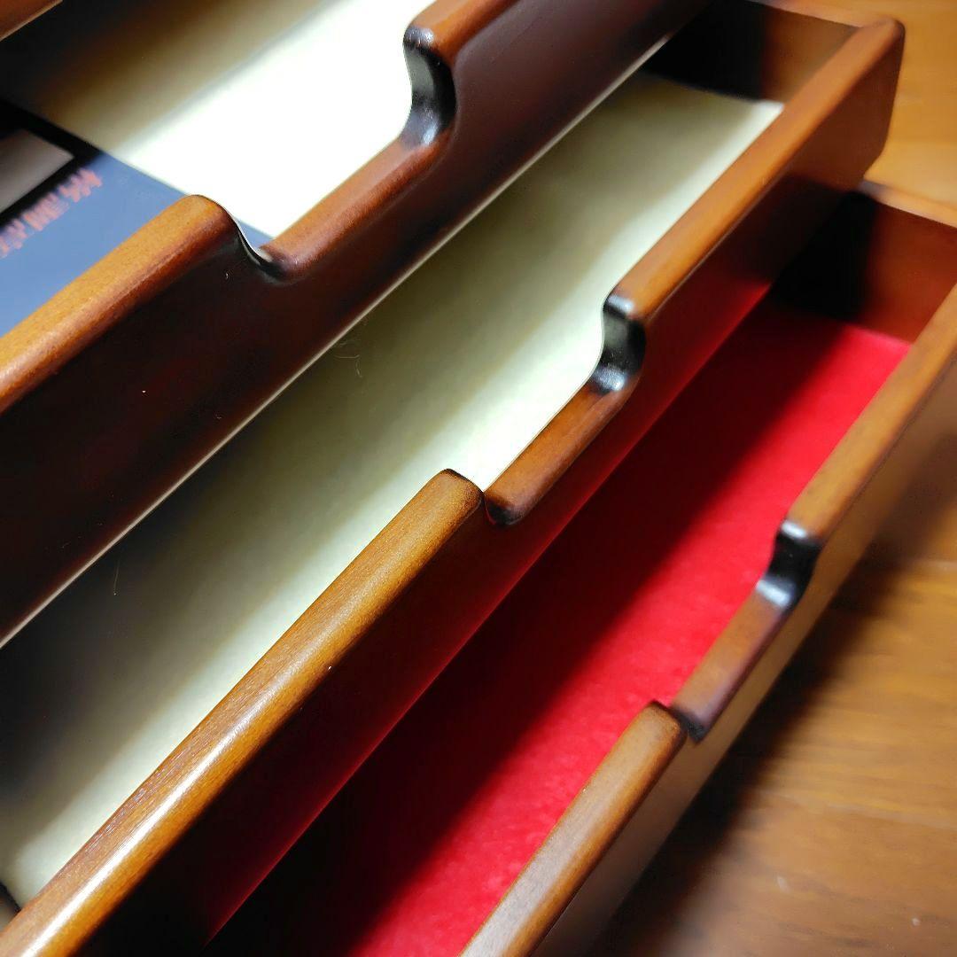 豊岡クラフト A4ドロワーズ3 (美品/レッド加工) 素敵な書類収納、机上整理棚