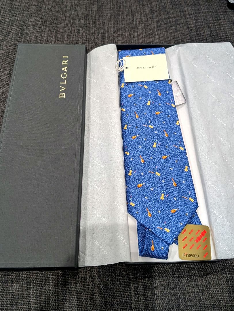 〇新品・未使用〇 BVLGARI シルク ネクタイ セッテピエゲ 楽器柄