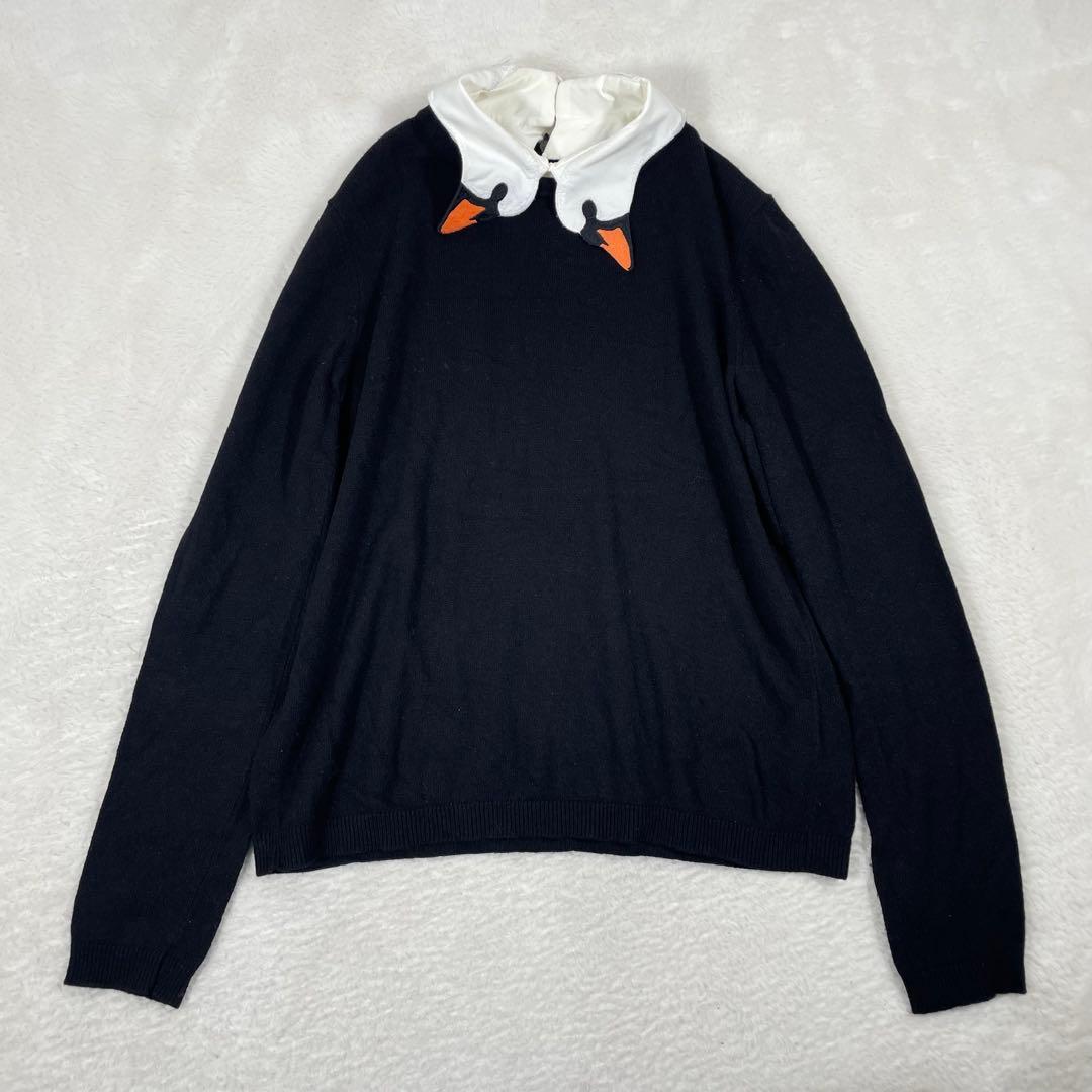 レッド ヴァレンティノRED VALENTINO スワンカラーデザインニット　黒