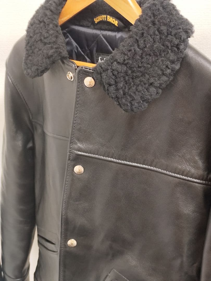 SCHOTT 219US ランチジャケット 38 レザー ボア付 美品