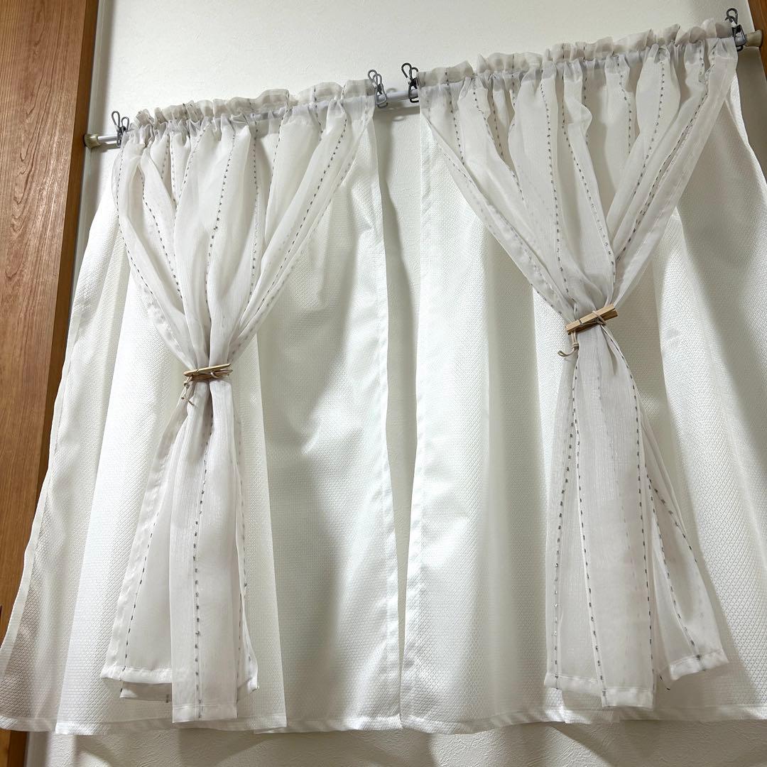 【かよじ②】二重レースカフェカーテン　4枚　オーダー品