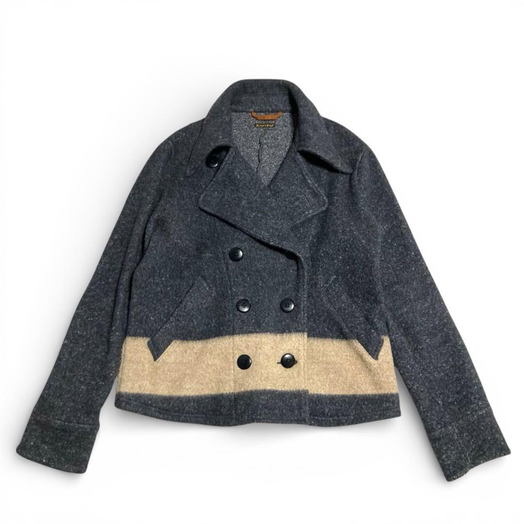 キャピタル★ KAPITALウールジャケット ショートピーコート バイカラー