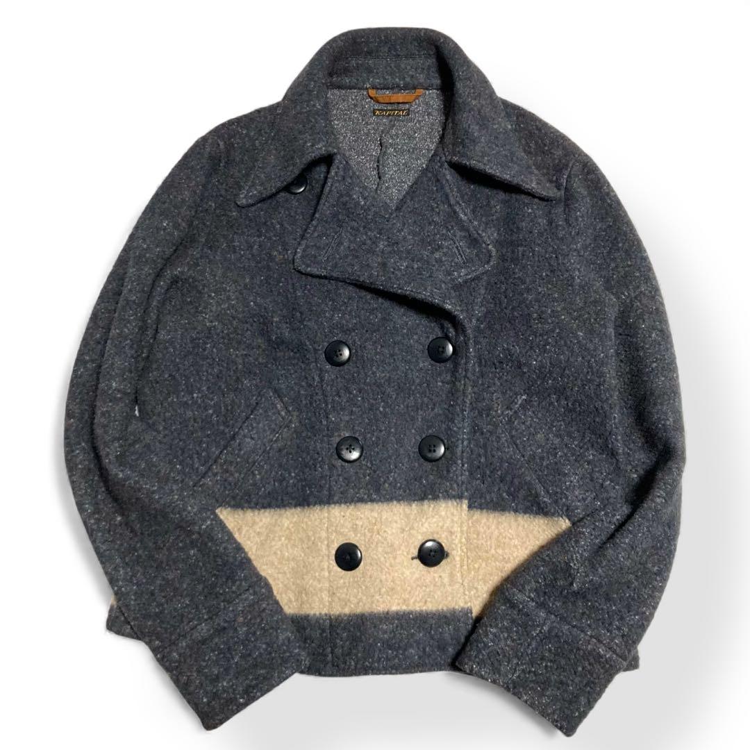 キャピタル★ KAPITALウールジャケット ショートピーコート バイカラー
