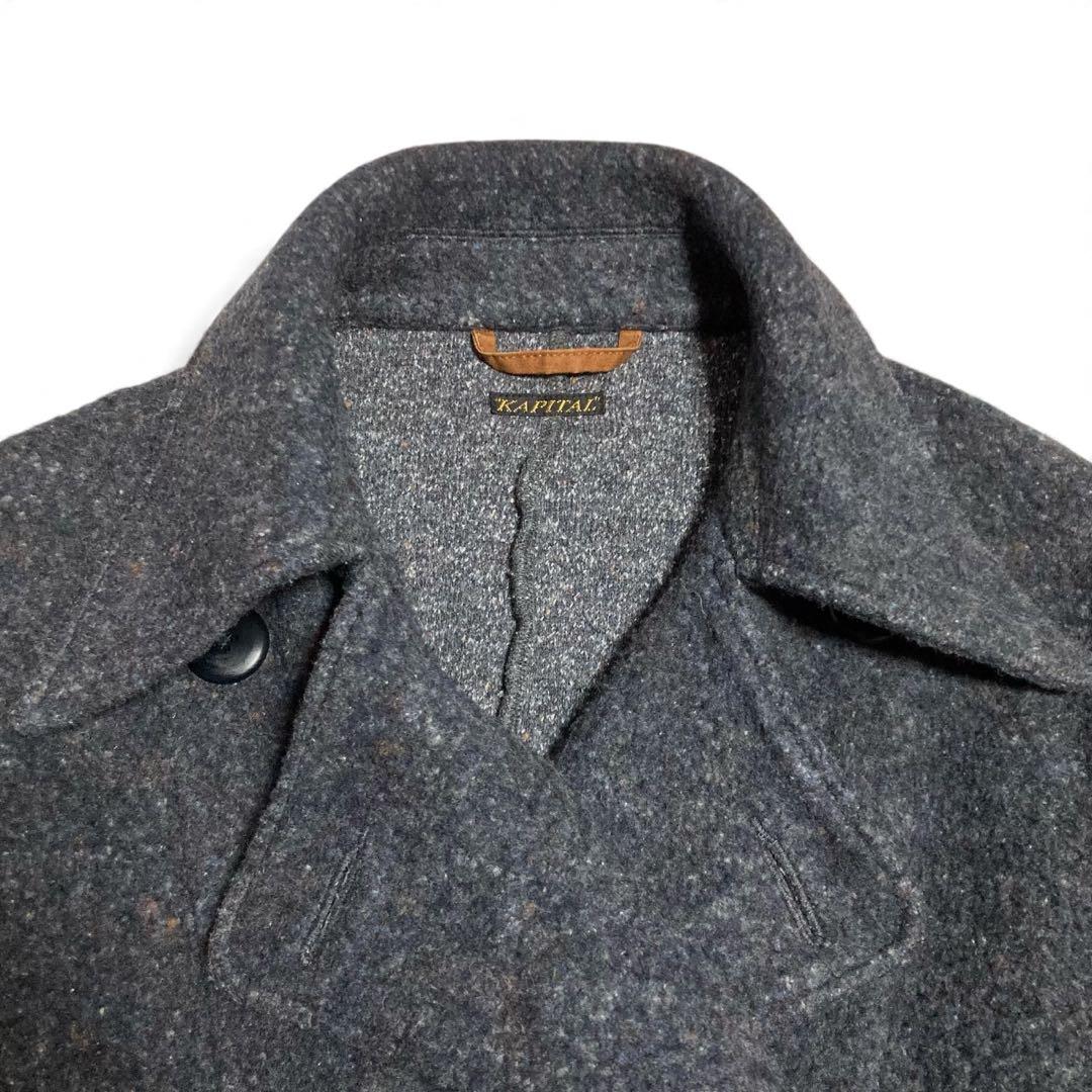 キャピタル★ KAPITALウールジャケット ショートピーコート バイカラー