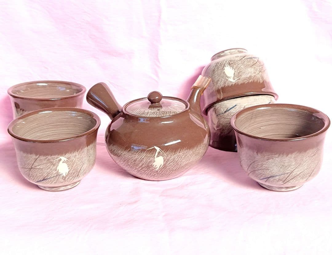 未使用 現川焼 十三代 横石臥牛 急須&5客茶碗