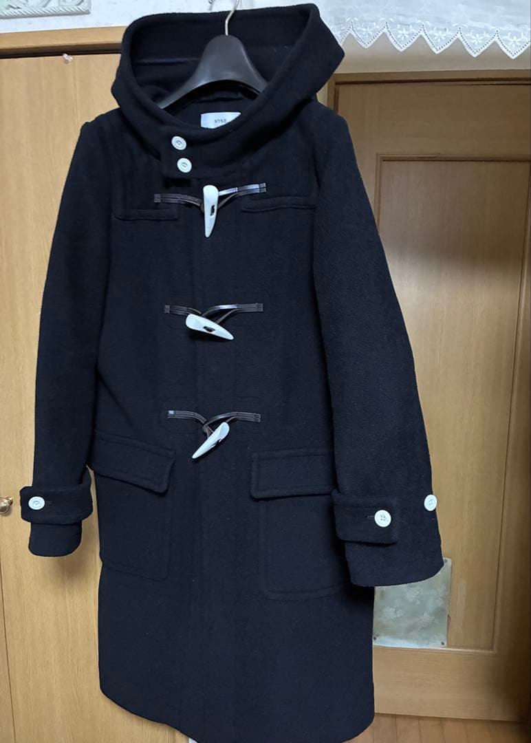 HYKE ダッフルコート黒　size2 白トグル