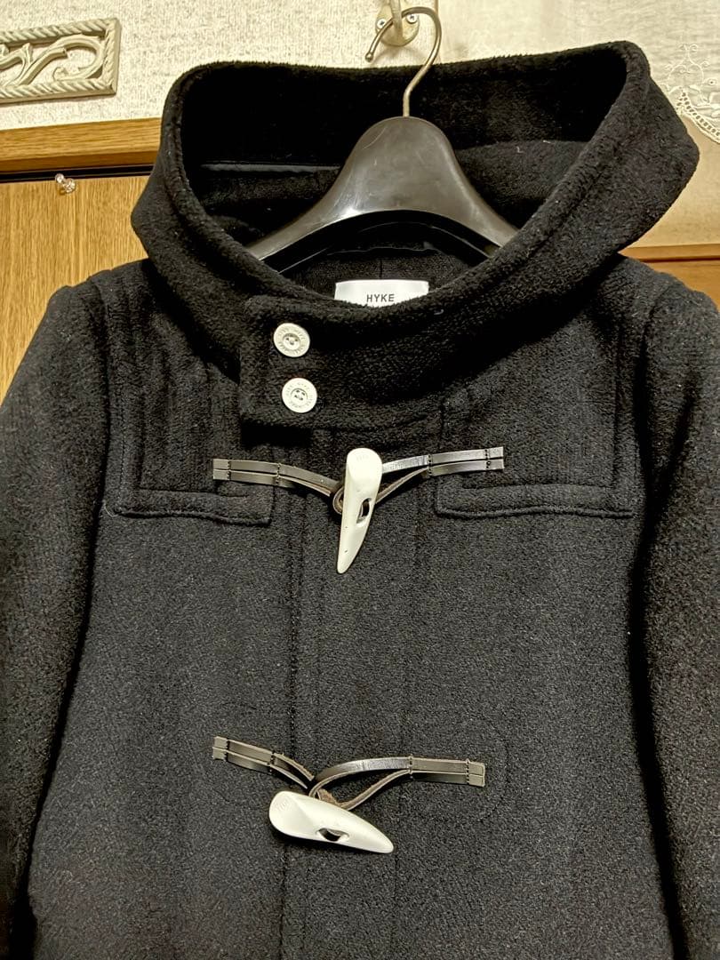 HYKE ダッフルコート黒　size2 白トグル