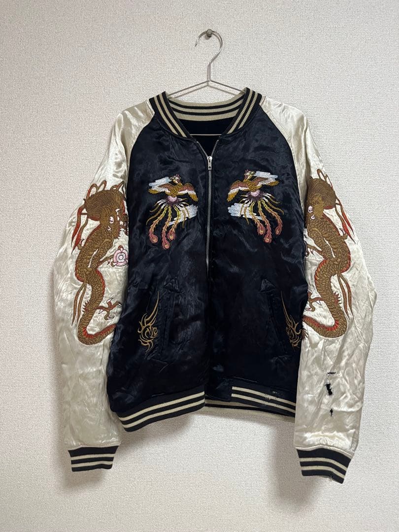 わ*き様 総刺繍　ドラゴン刺繍 スカジャン　リバーシブル　サイズL