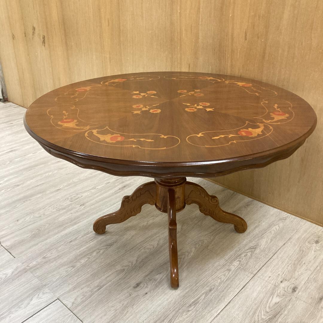 イタリア　象嵌　ダイニングテーブル　クラシック　ラウンド　円形