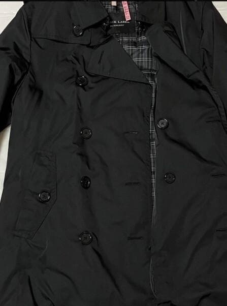 バーバリーブラックレーベル　黒ブラック　トレンチコート　L