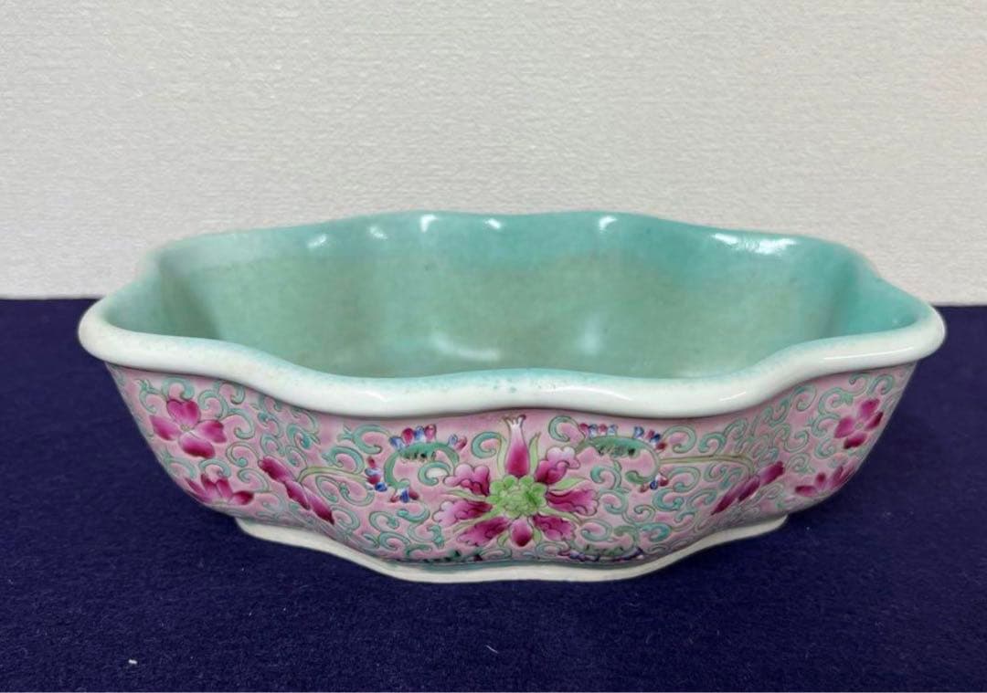 中国古美術　大清同治年治粉彩水盤　文房具　y205