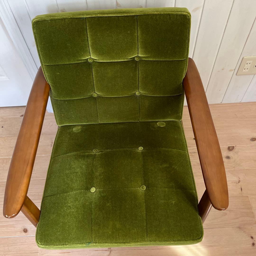 送料込み【カリモク60】Kチェア1シーター 1人掛け モケットグリーン
