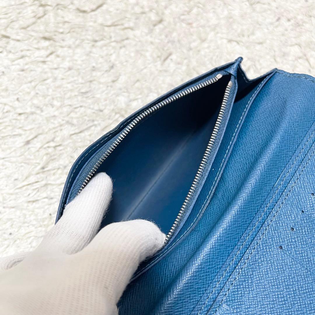 【箱付/良品】ルイヴィトン　長財布　ポルトフォイユ　ブラザ　エピ　レザー　濃青系