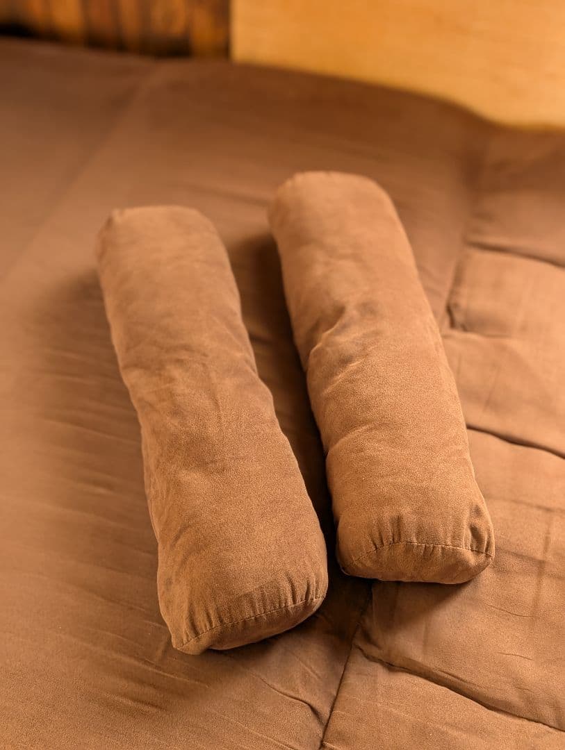 ブラウン ソファベッド ロールクッション付き