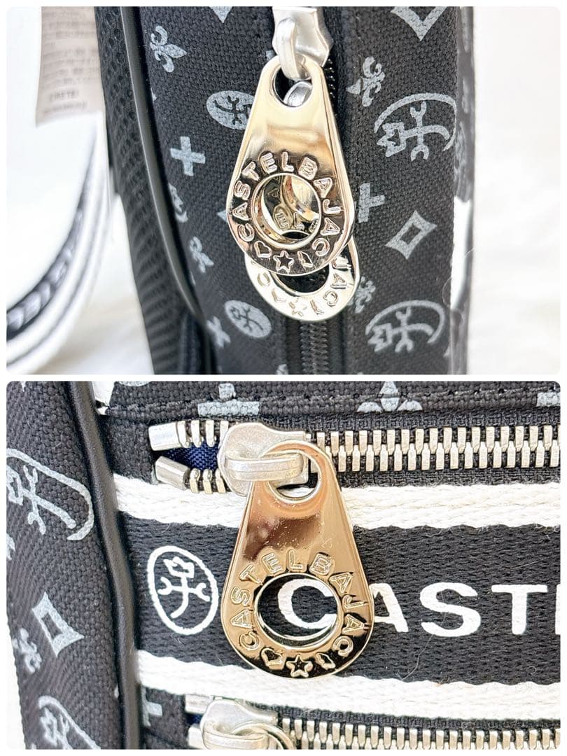 タグ付き✨カステルバジャック　ボディバッグ　ニース　総ロゴ　モノグラム　ブラック