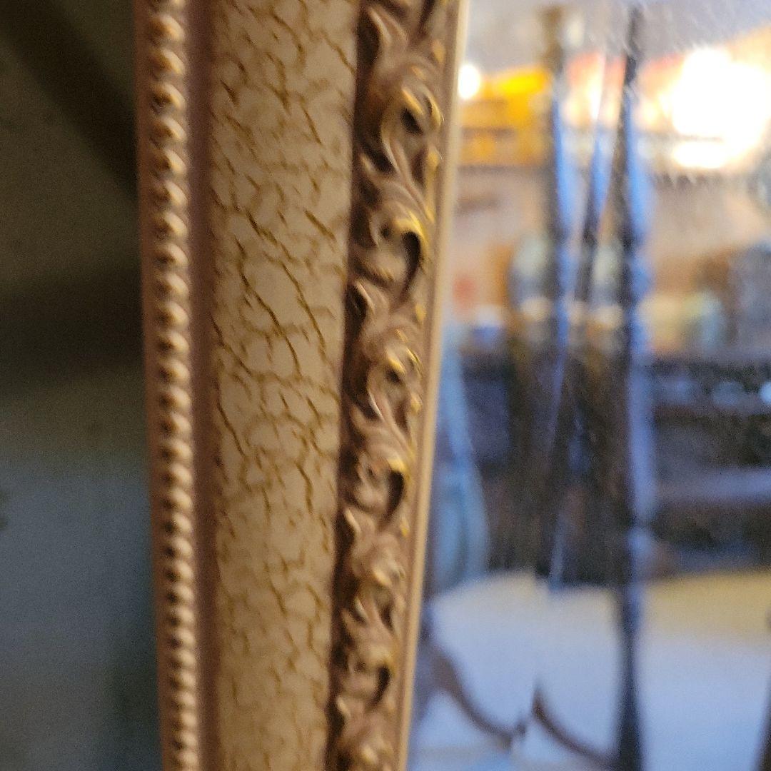 珍しい　イタリアンアンティーク 壁掛けミラー 姿見 ホワイト