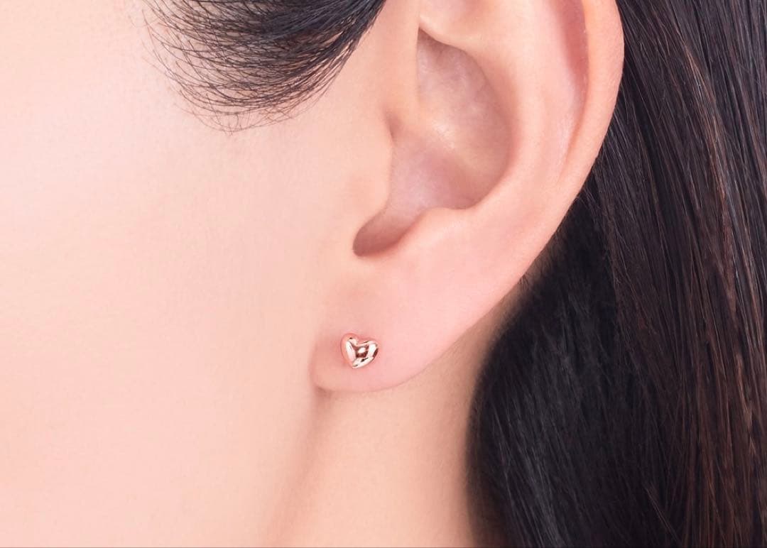 K18PGピアス ハートモチーフ ピンクゴールド