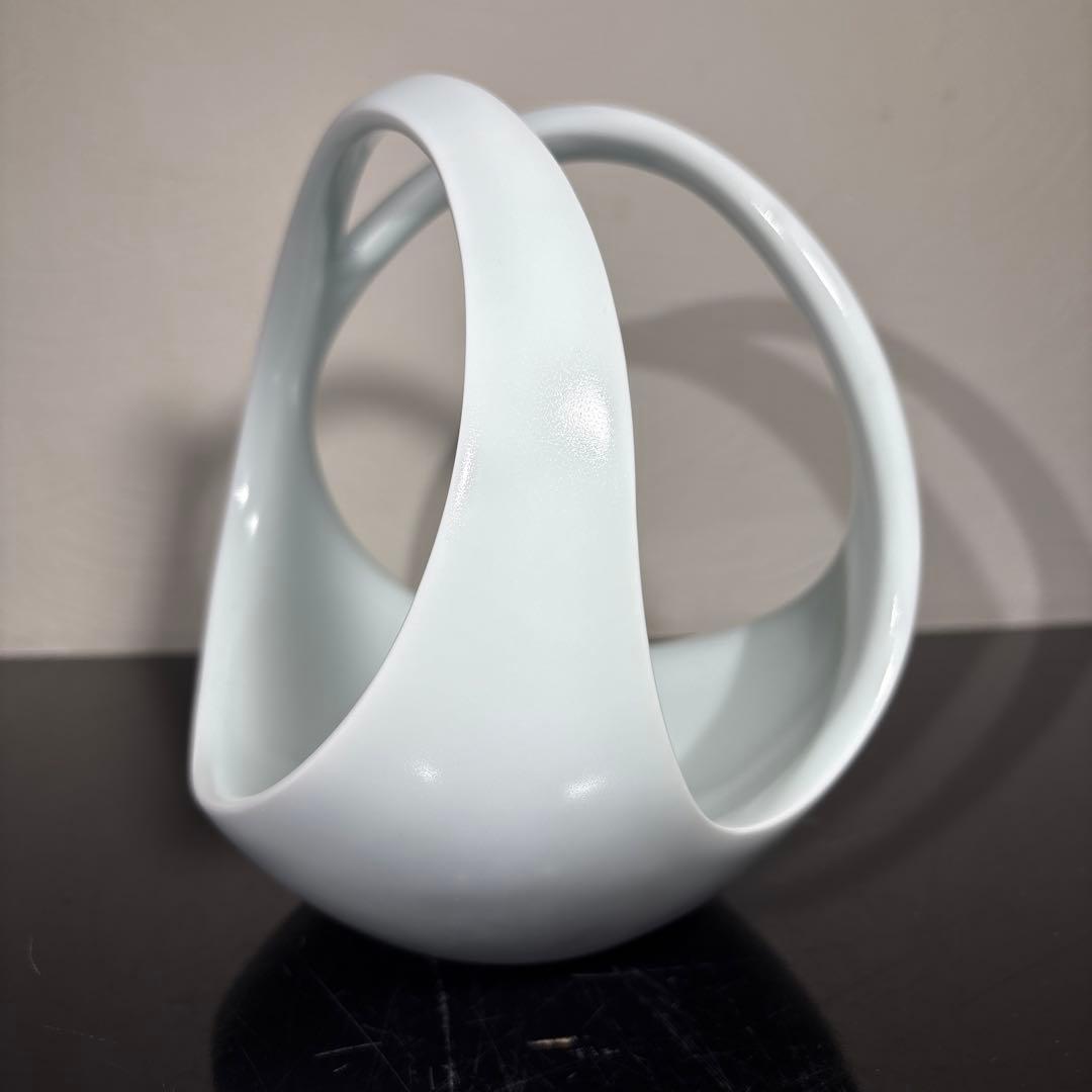 真作　人間国宝　前田昭博　白瓷手付鉢