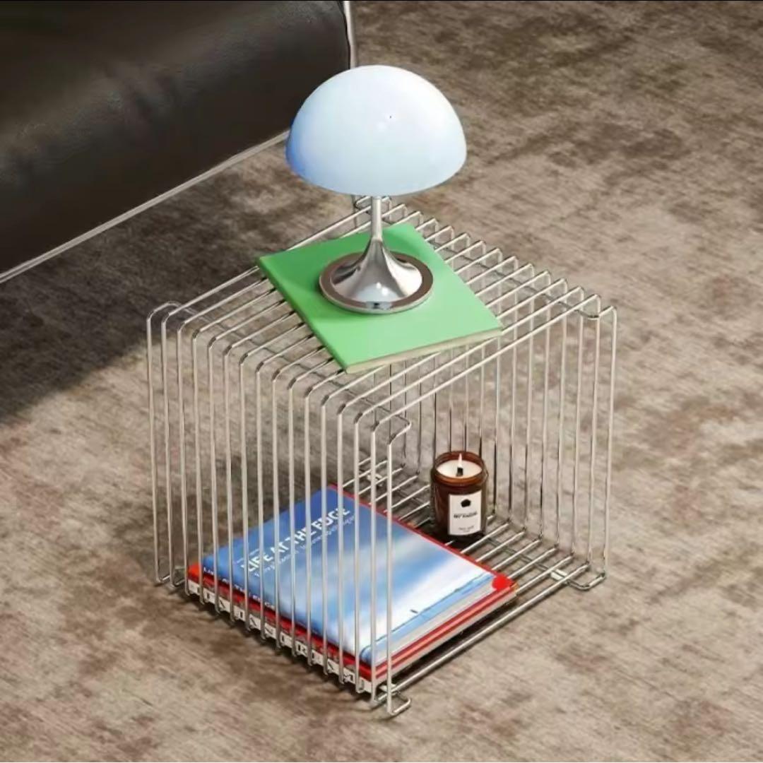 ワイヤー シェルフ 収納 ラック サイドテーブル ディスプレイ シルバー 金属