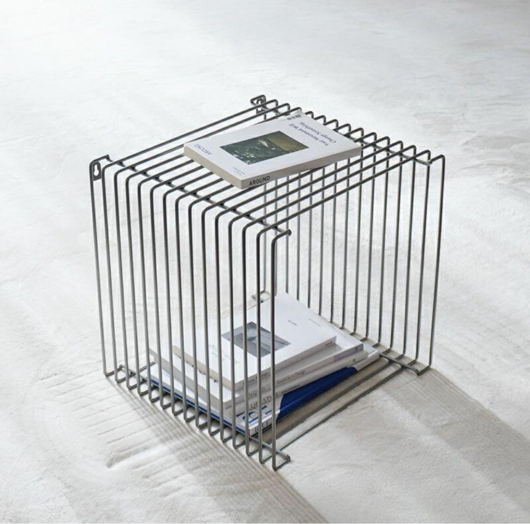ワイヤー シェルフ 収納 ラック サイドテーブル ディスプレイ シルバー 金属