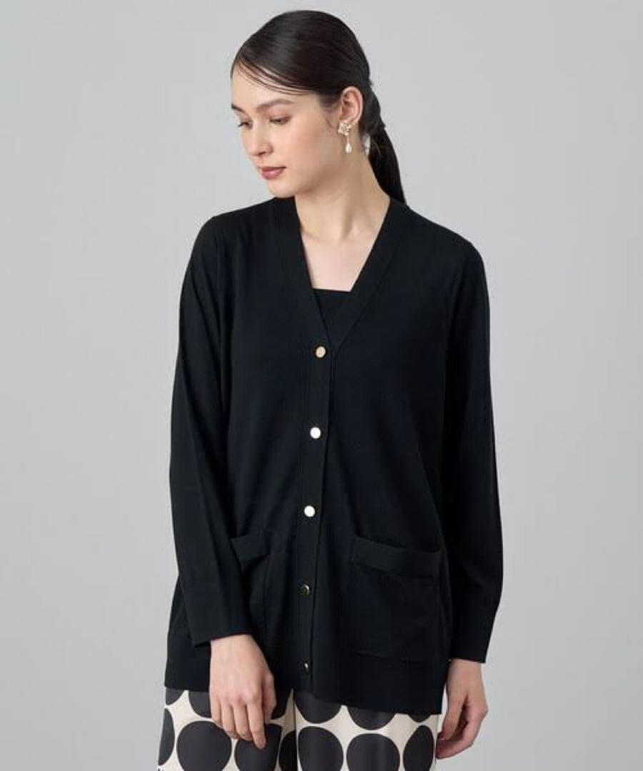 アナイ　エキストラメリノＶネック カーディガン　ロングカーディガン