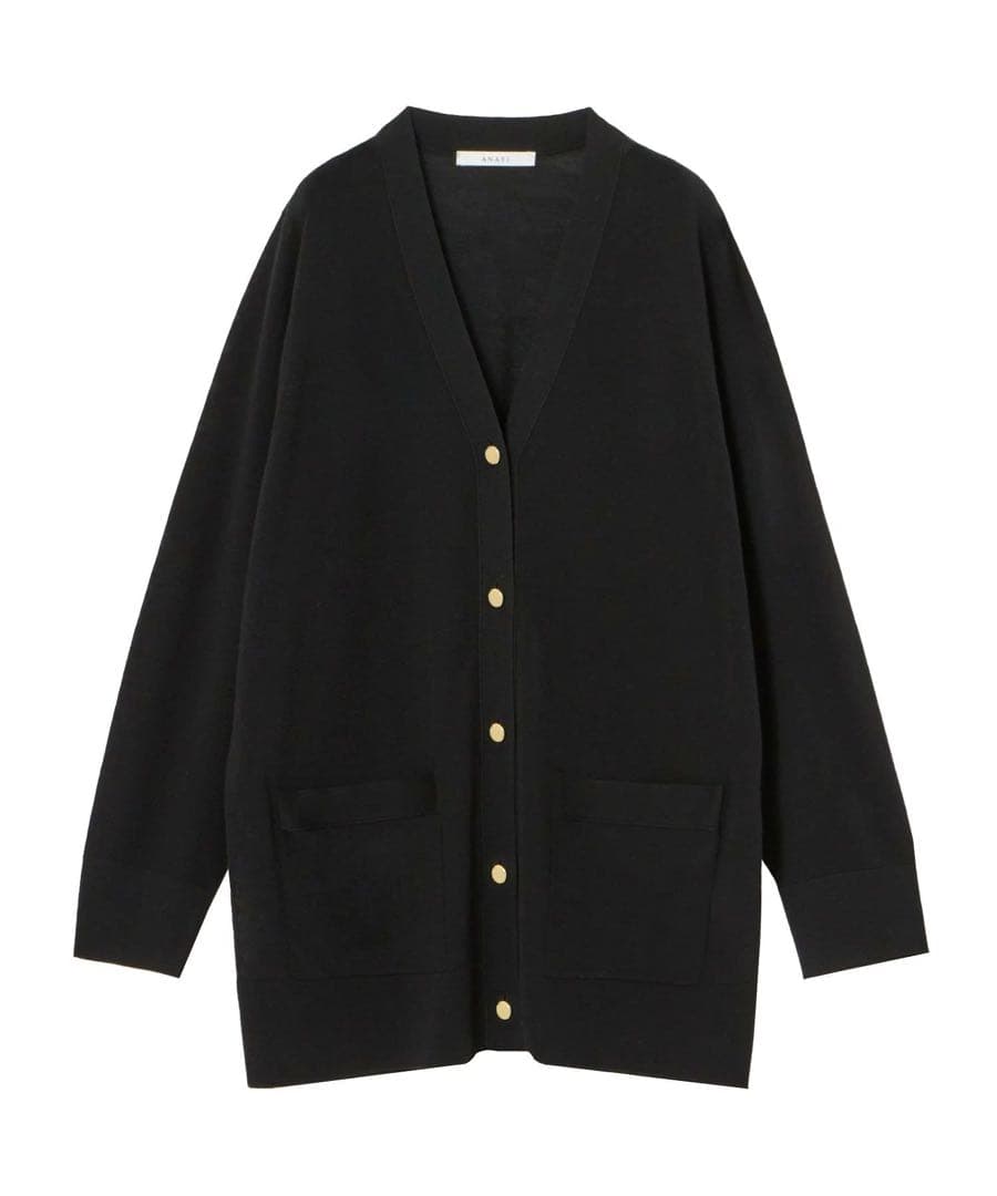 アナイ　エキストラメリノＶネック カーディガン　ロングカーディガン