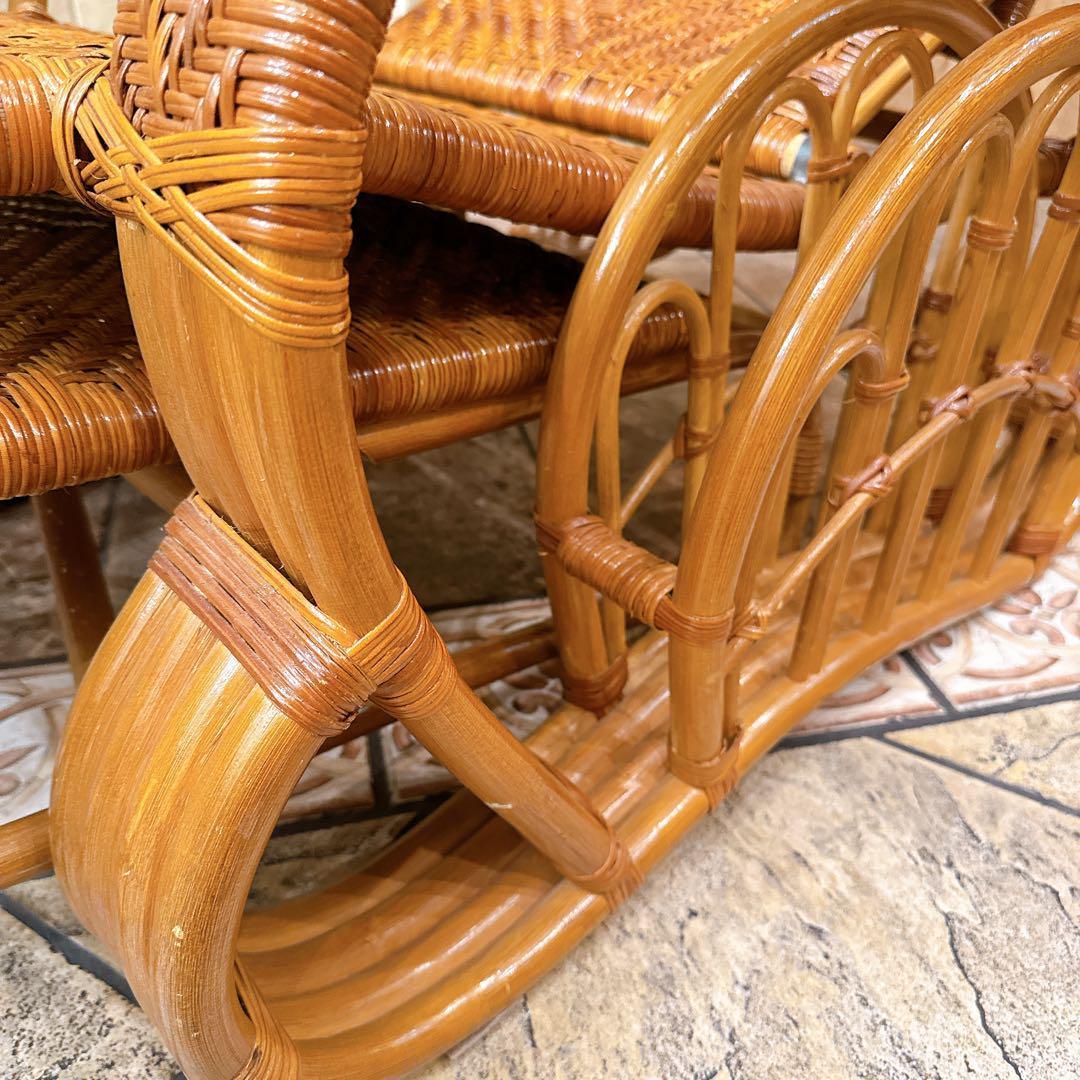 カズ　ラタンリクライニングチェア オットマン付き 籐家具 1人掛けソファー