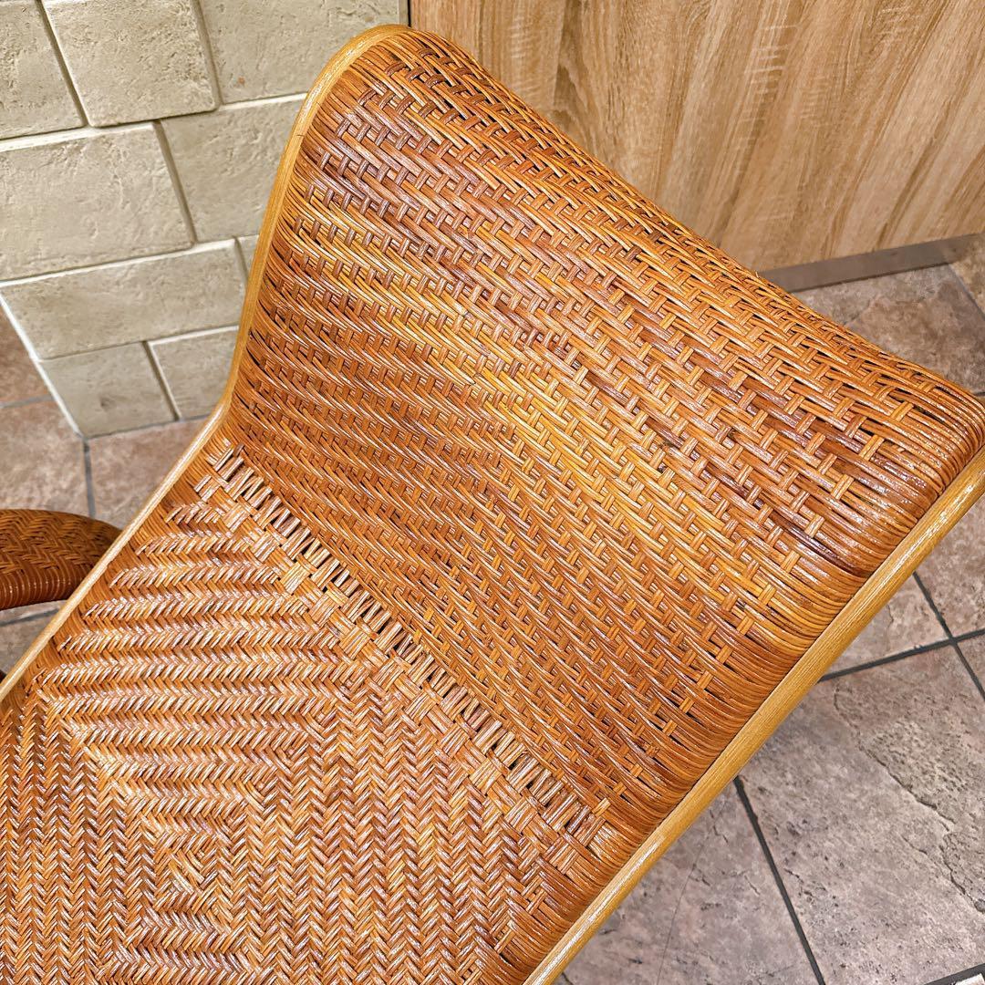 カズ　ラタンリクライニングチェア オットマン付き 籐家具 1人掛けソファー