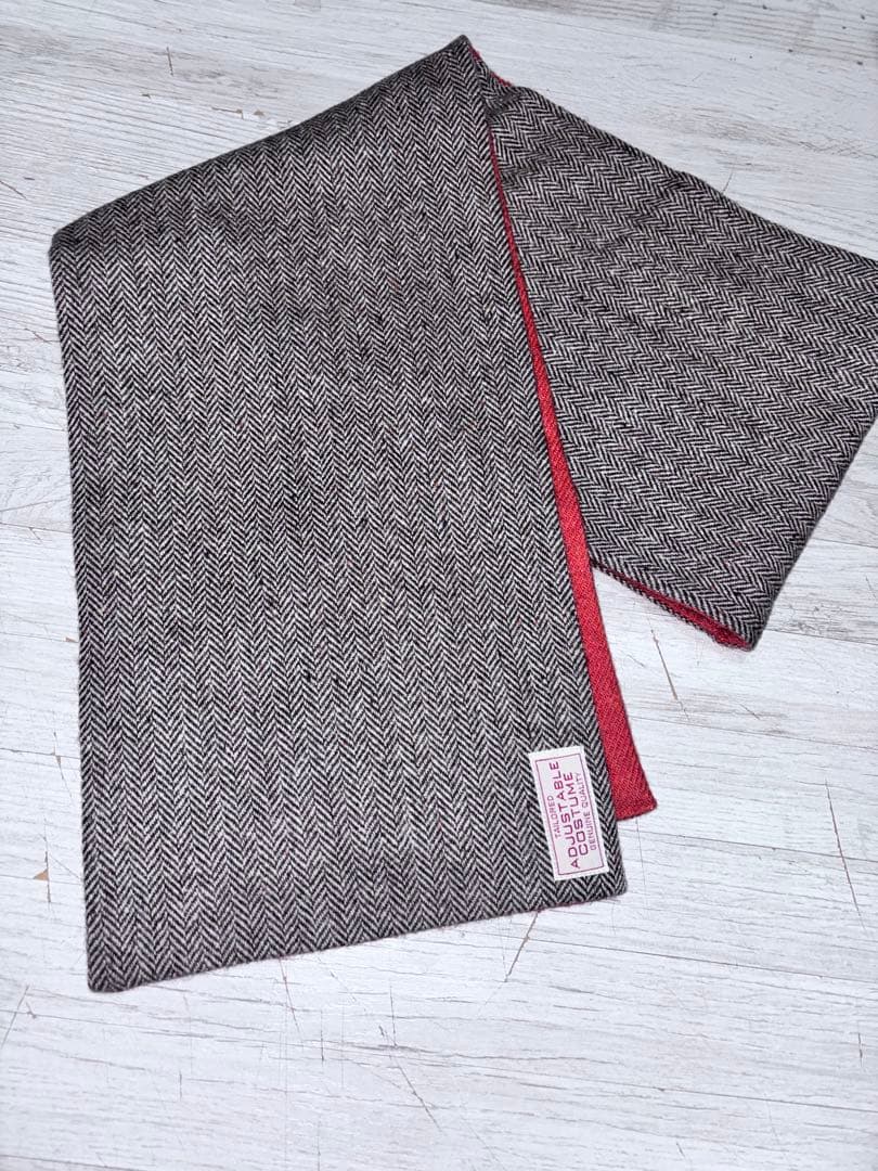 ADJUSTABLE COSTUME ヘリンボーンマフラーリバーシブル美品