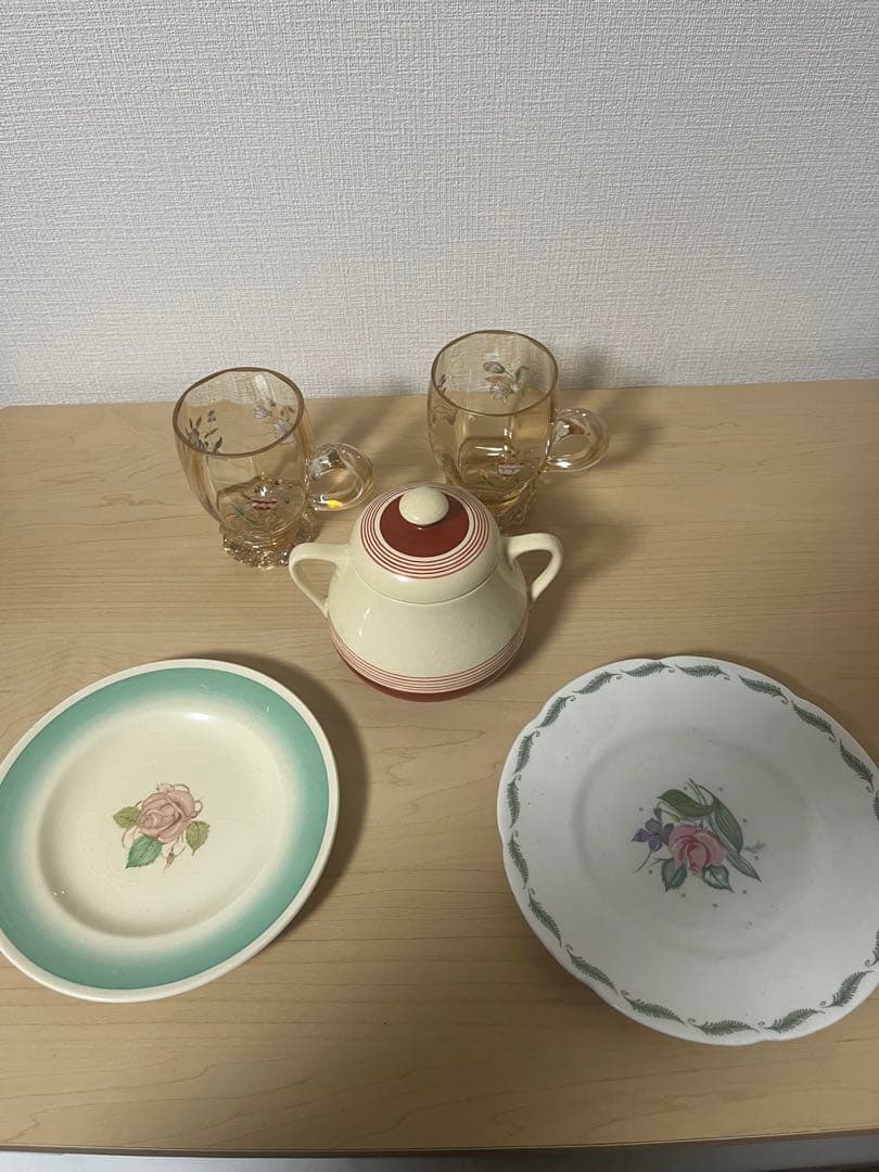 スージークーパーデザート皿・カップ・ガラスコップ　5点セット