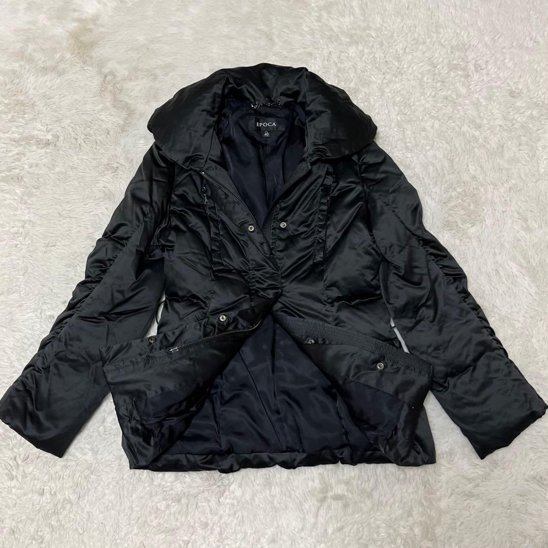 EPOCA エポカ　ダウンジャケット　ダウンコート　ジップ　黒　ビッグカラー　L
