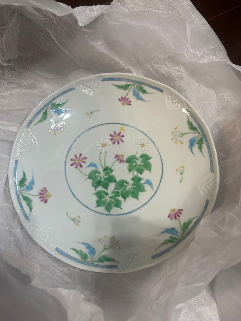 未使用　藍水　大皿28cm 会社ロゴ入り 波佐見焼