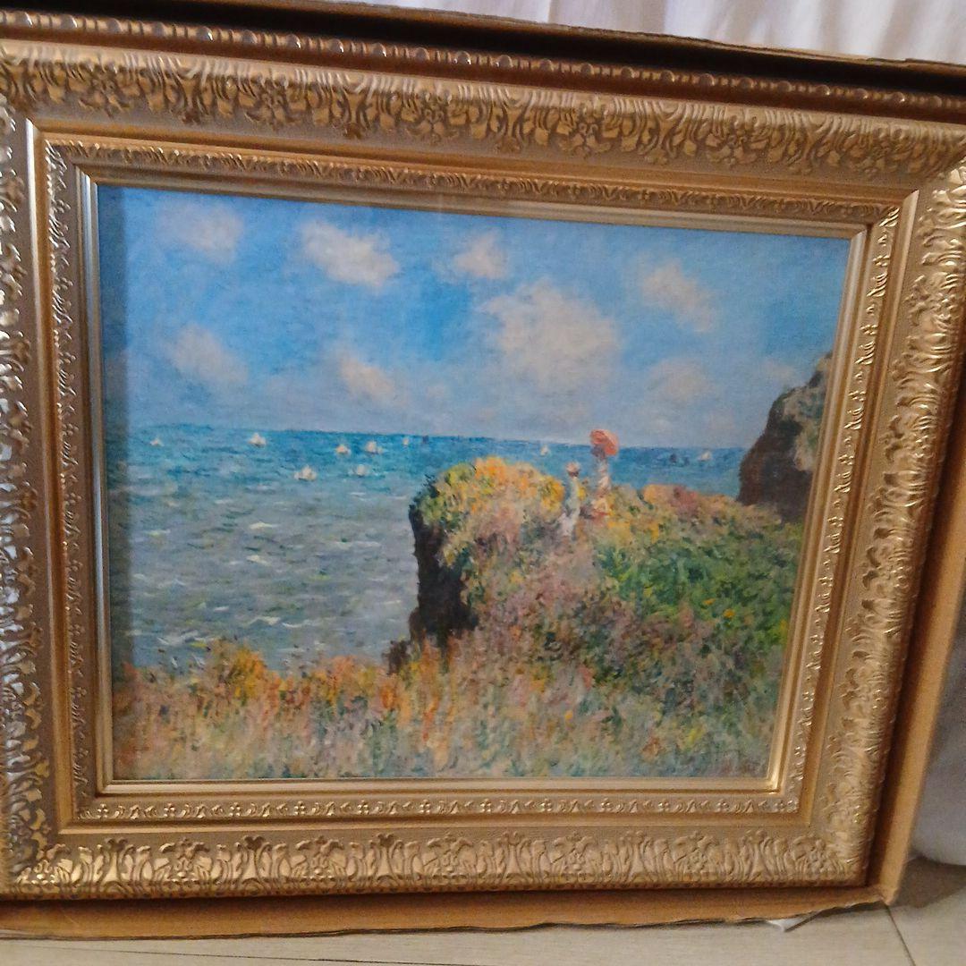 未使用☆モネ プールヴィルの断崖の上の散歩 名画復刻 証明書有 三越限定品