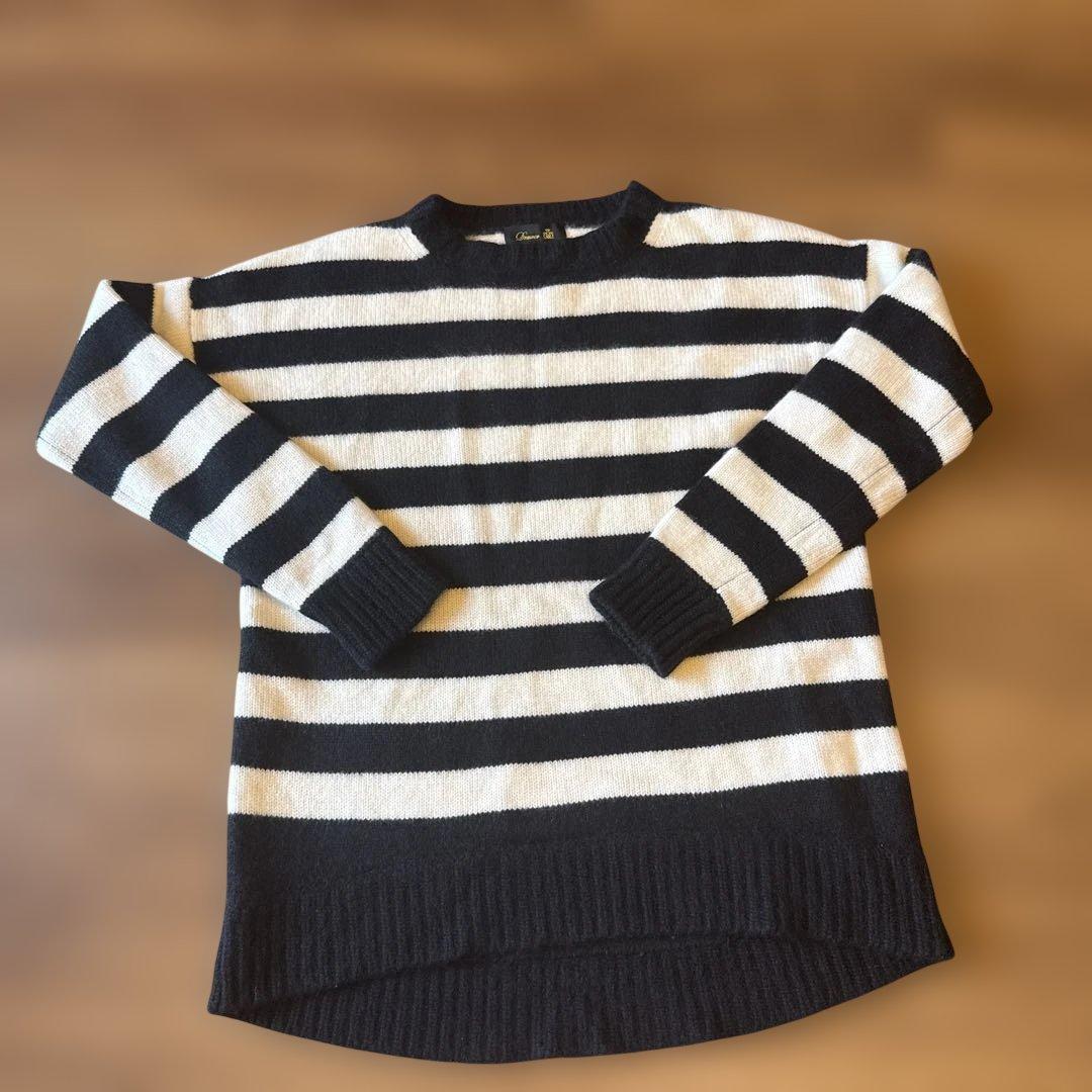 Drawer ボーダー　カシミヤ　長袖ニットセーター サイズ1